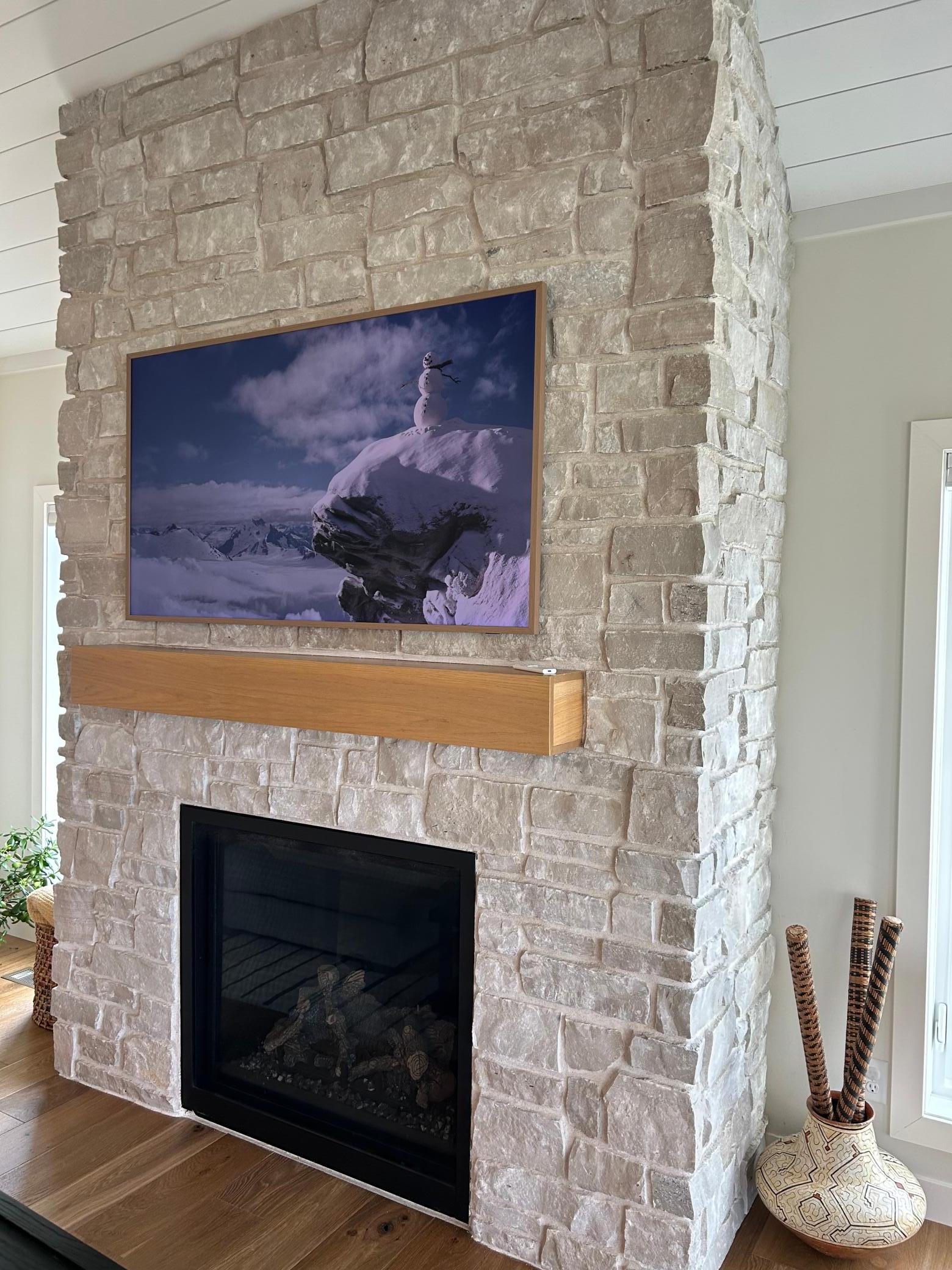 Brick gas fireplace