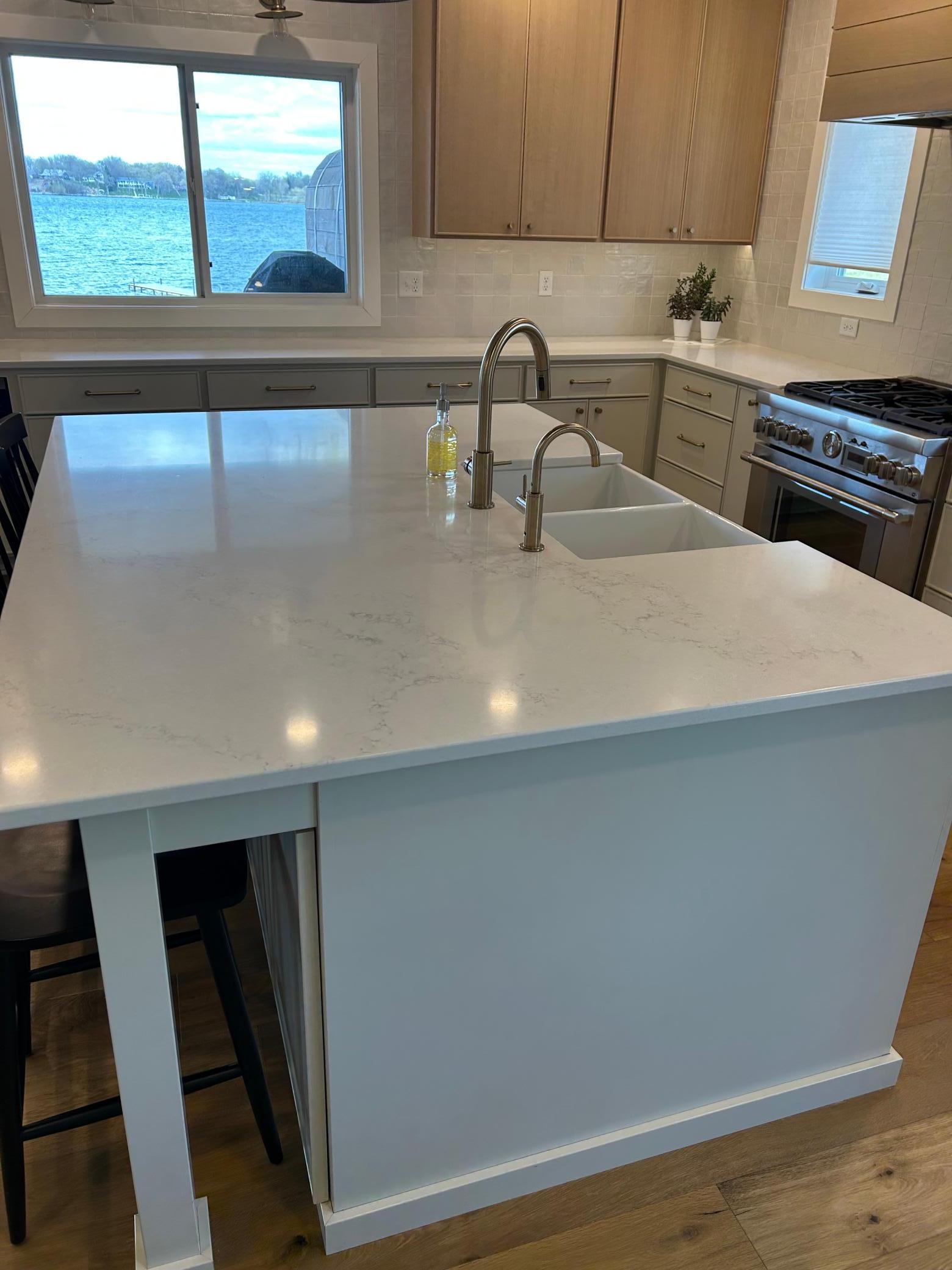 Quartz kitchen island