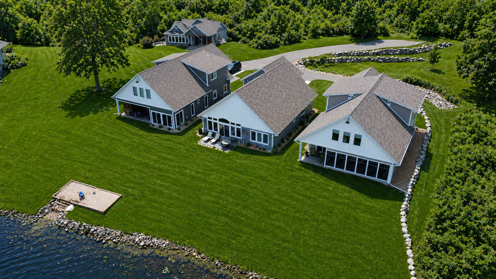 House on left with twin dormers