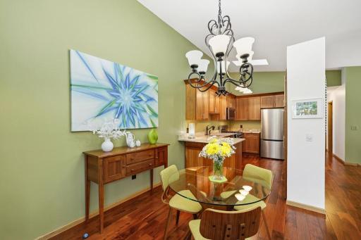 Itâs a natural gathering place â close enough to the kitchen to make entertaining a breeze, and just steps from the sun room when the meal is done and itâs time to relax.