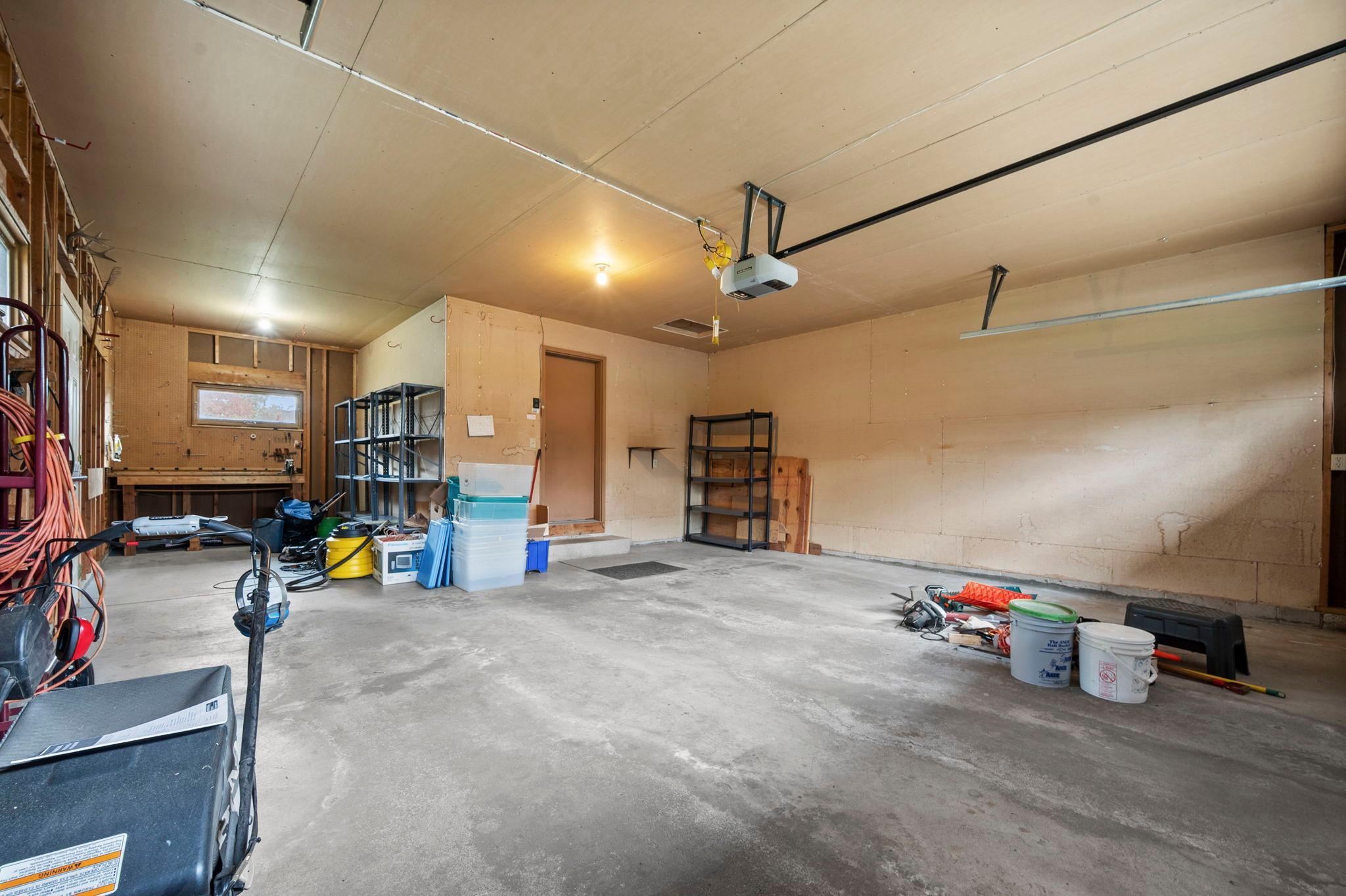 Oversized 2-stall garage offers additional work space