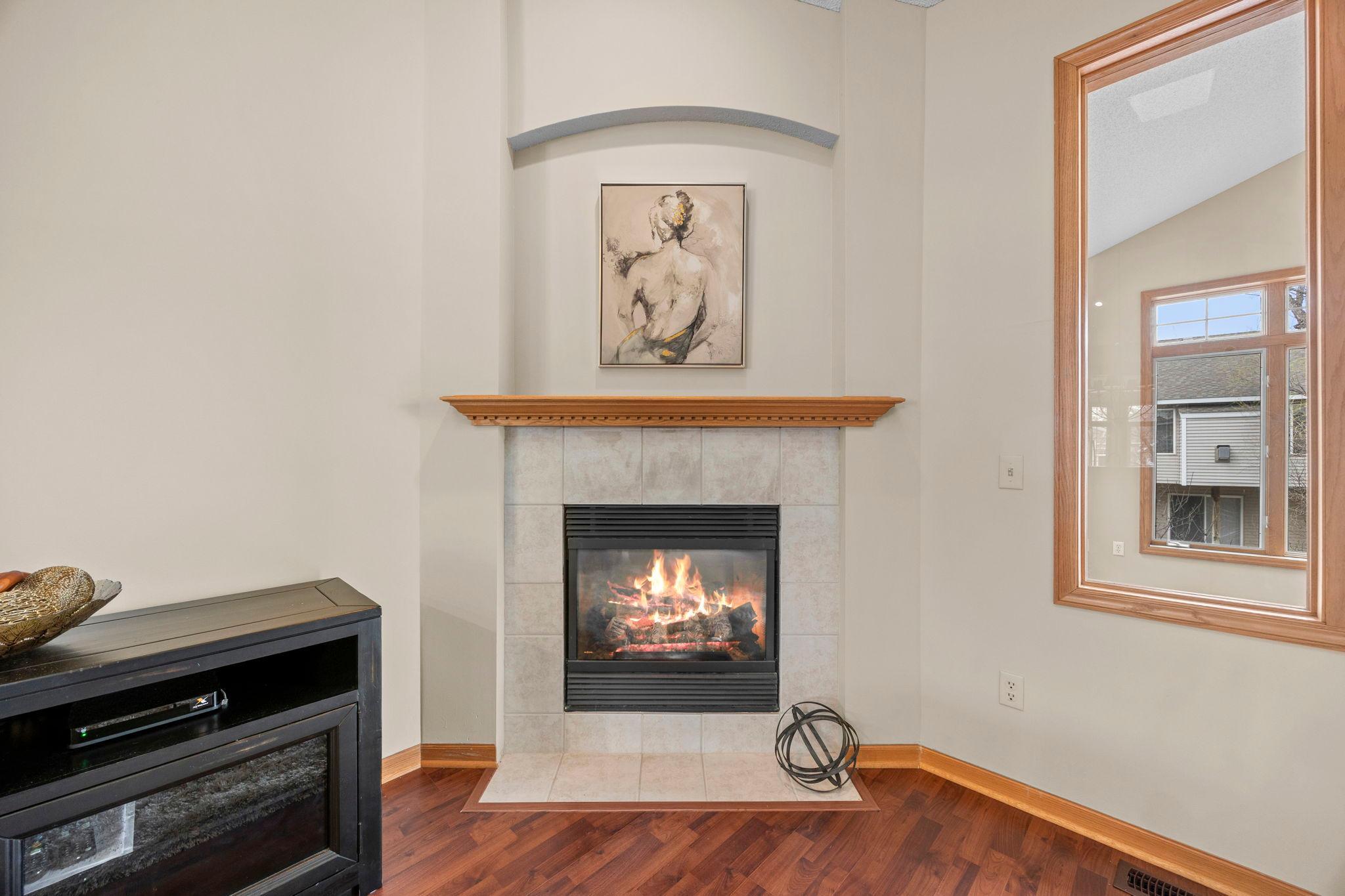 Gas fireplace is the highlight of this main level.