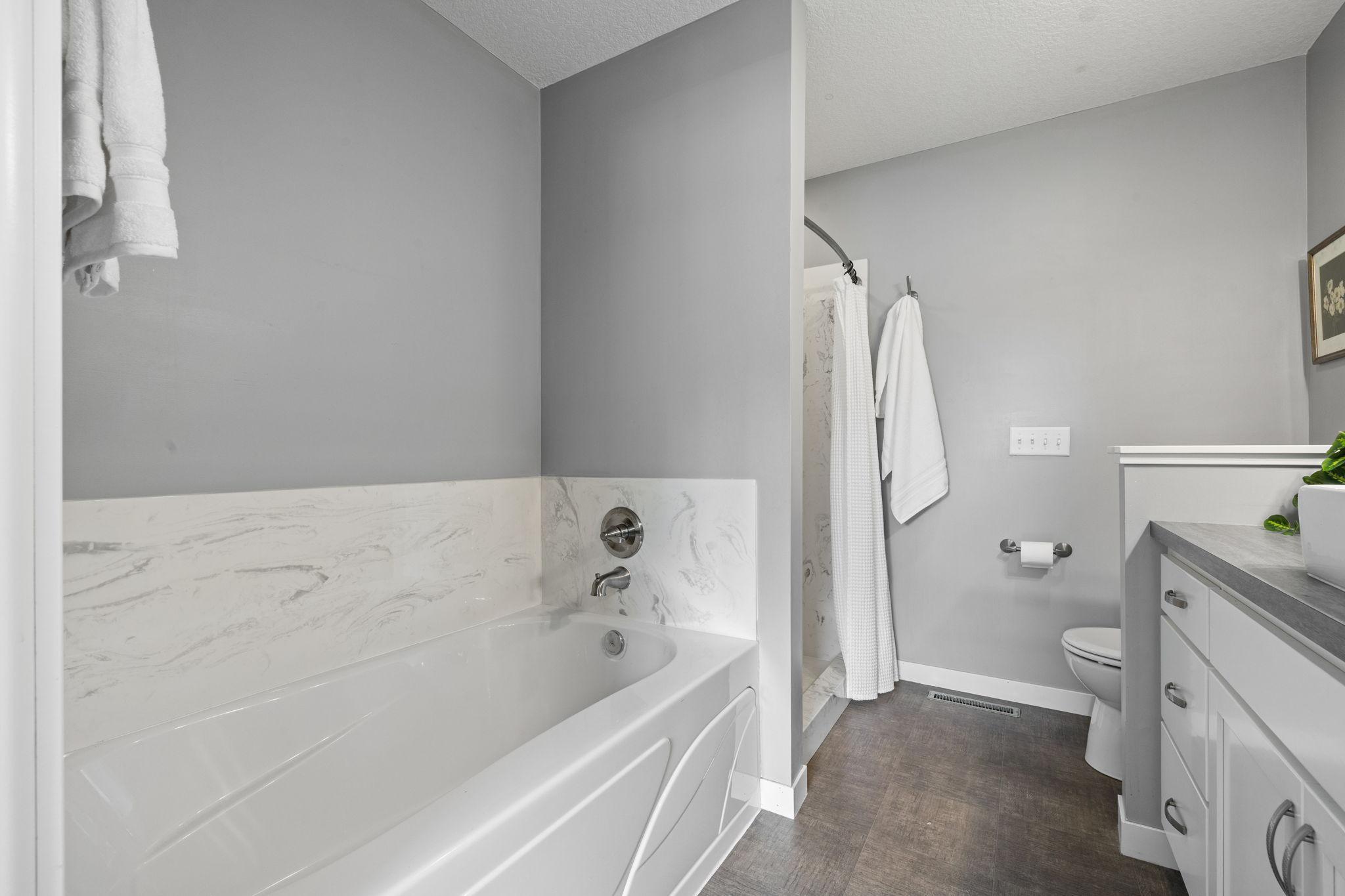 This entire suite functions independently from the rest of the home, ideal for permanent residents or extended guests.
