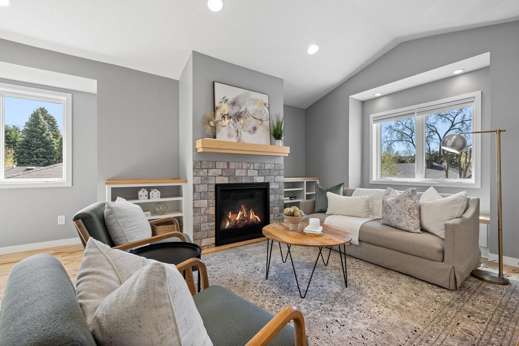 Details include vaulted ceilings and a charming window bench seat.