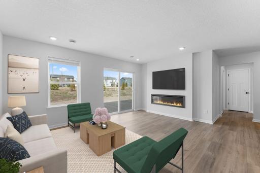Open-concept great room - staged pic pics