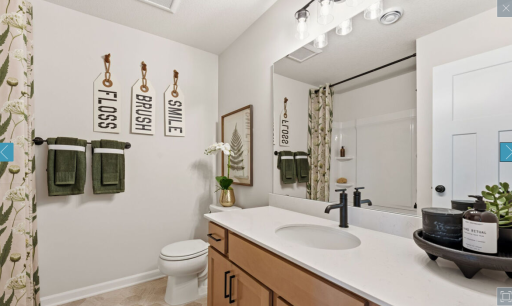 Upper full bath (staged model, representational photos of floorplan)