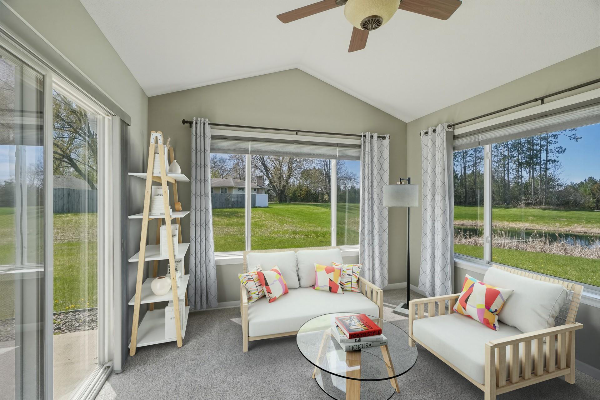 Virtually staged room of the sun room.