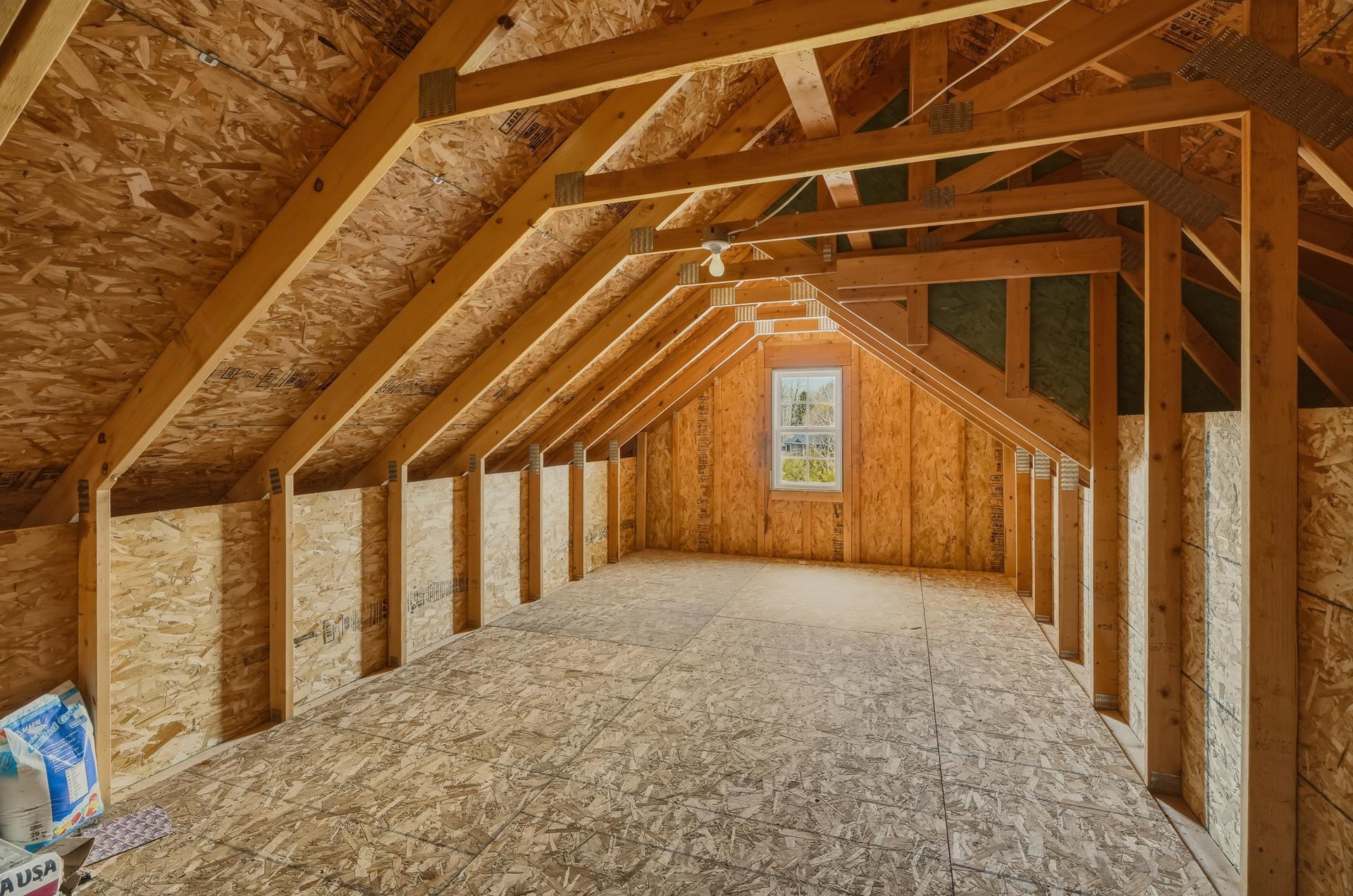 Upper level attic storage with a window - approx. 400 sq. ft.