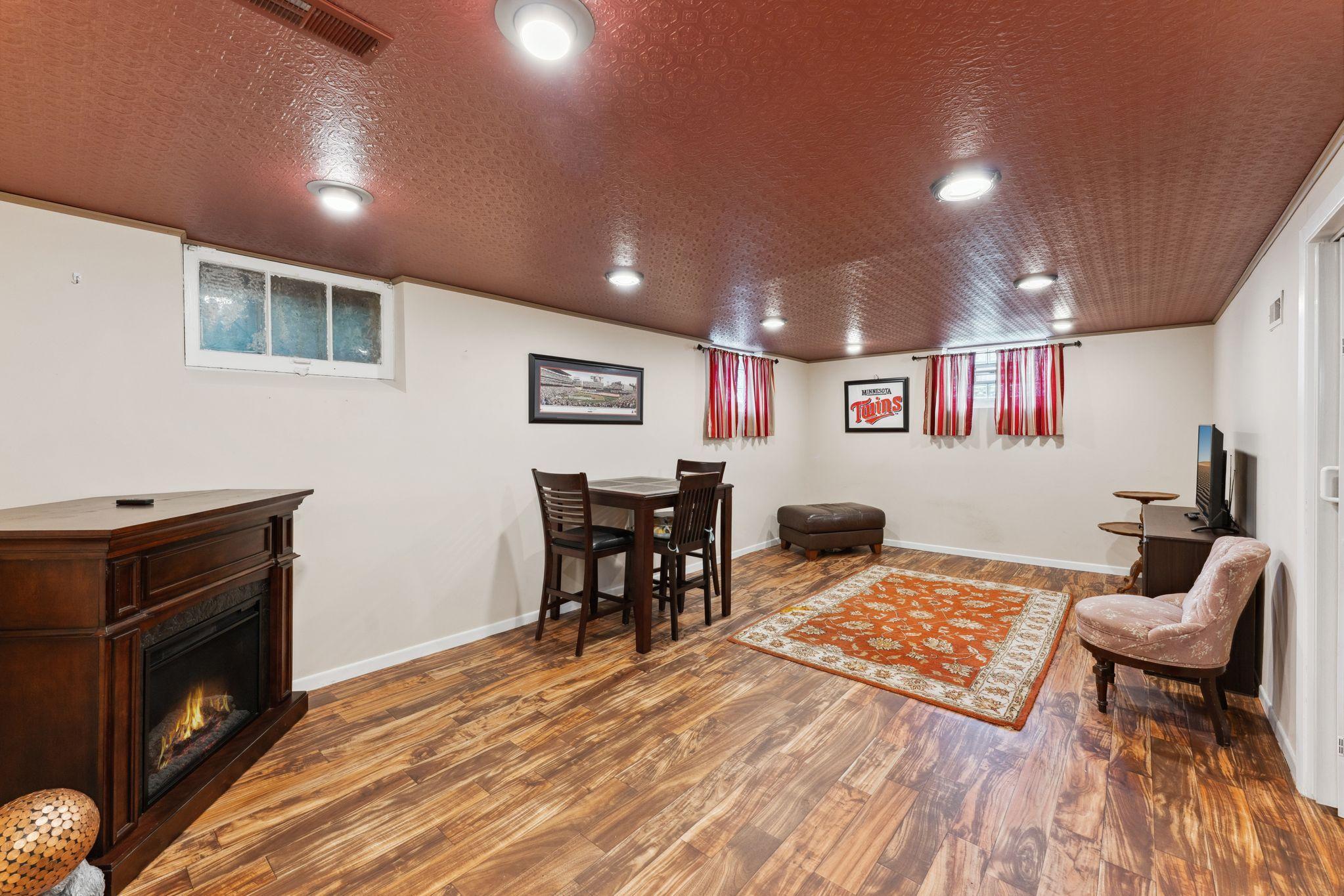 Family room in the basement
