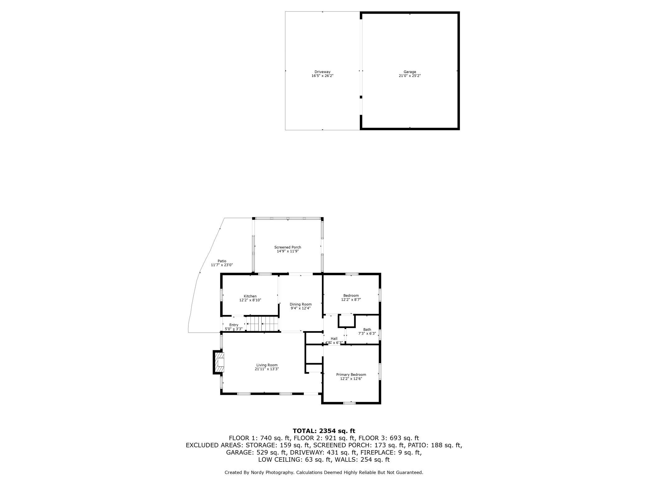 Main level floor plan and Garage floor plan