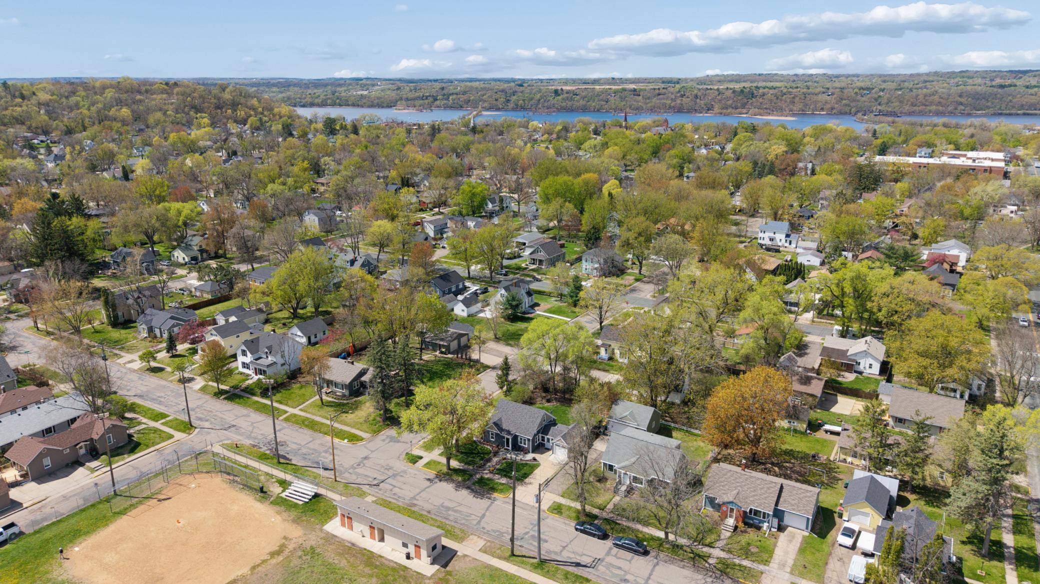 Aerial view looking west.