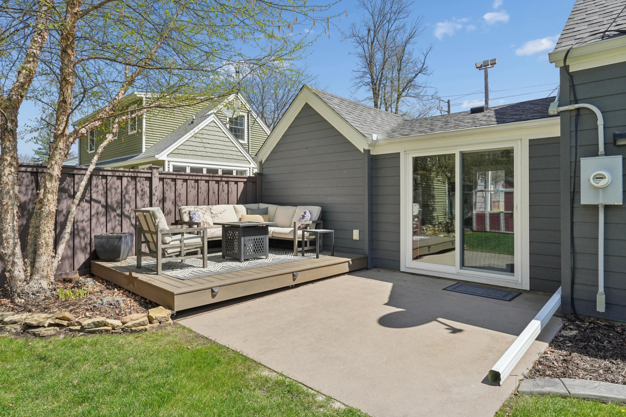 The back patio and deck.