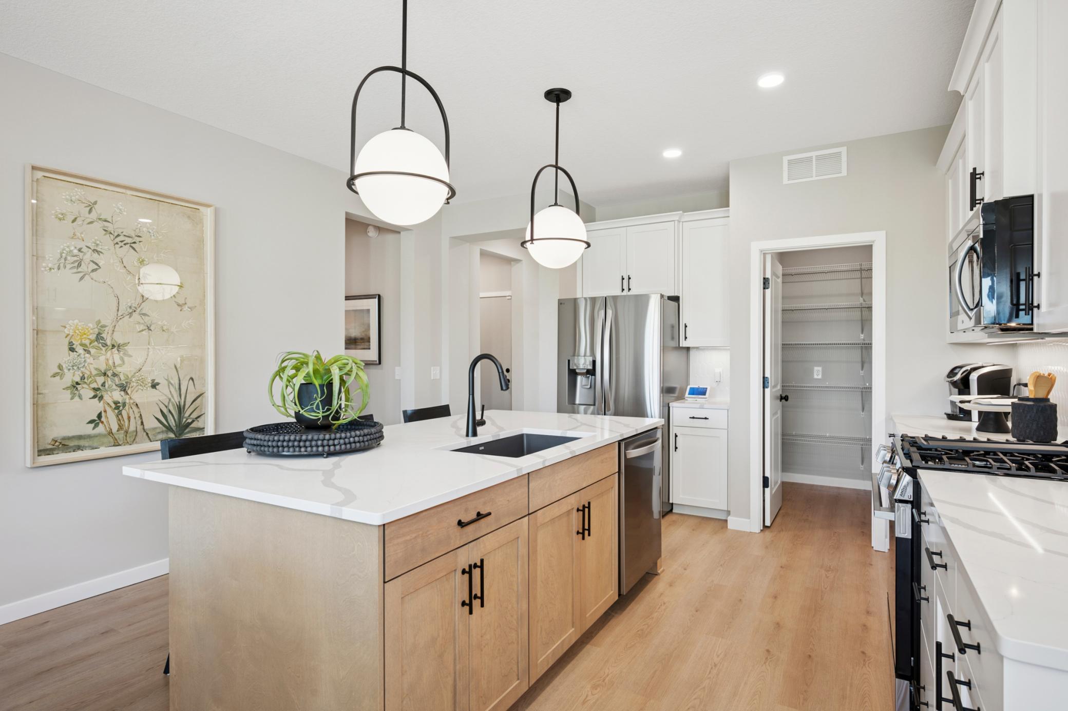 Spacious kitchen and large walk-in pantry