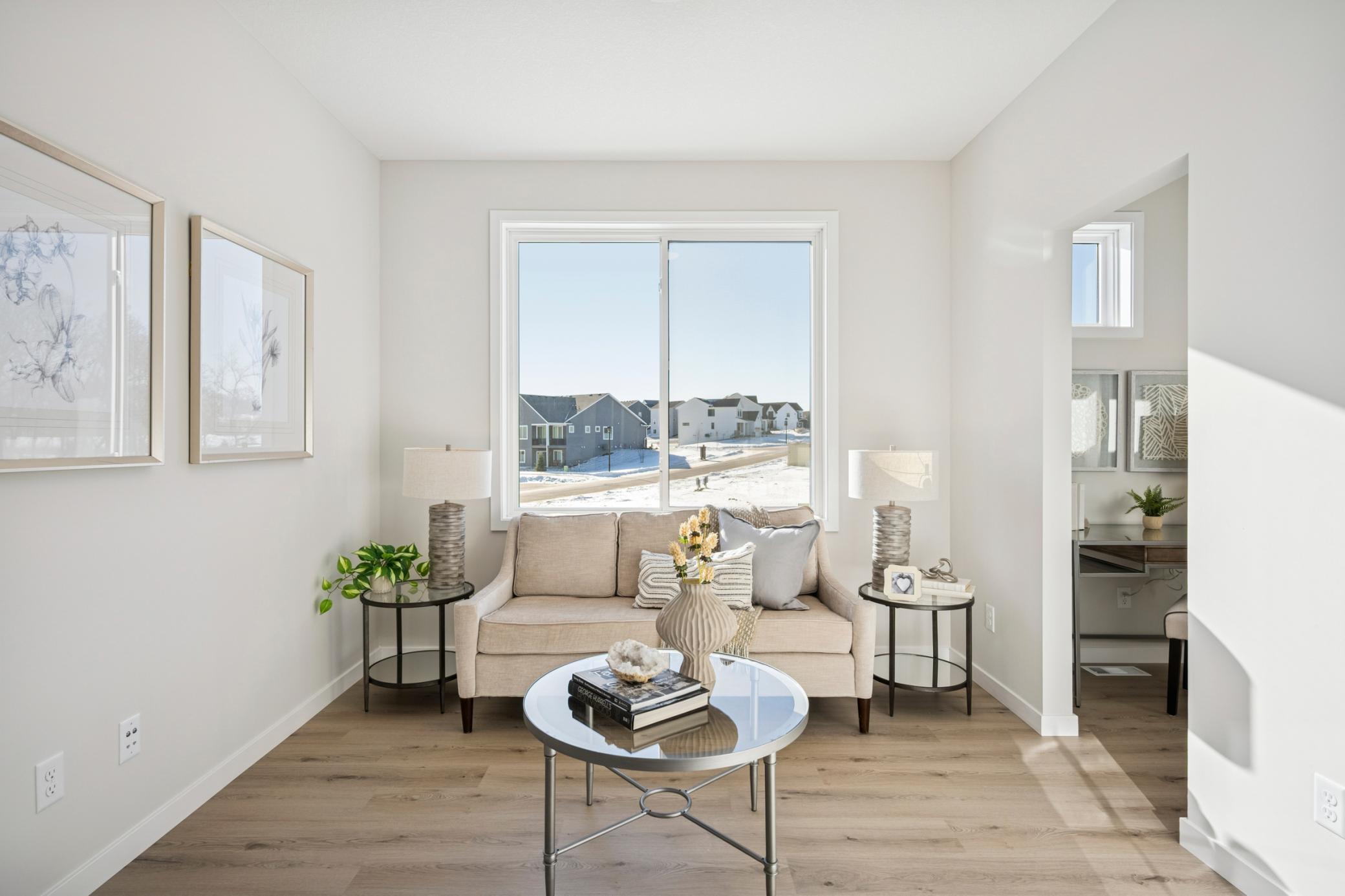 Den, office, or sitting room with French doors, and pocket office....