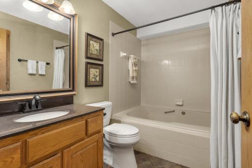 Guest bath conveniently located on the upper level.