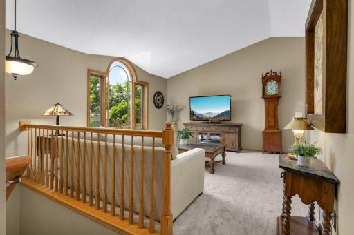 The entry leads right up to a bright, south facing, open living room.