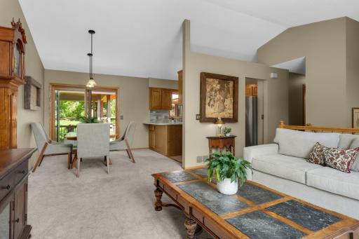 Seamless flow into the dining and kitchen areas.