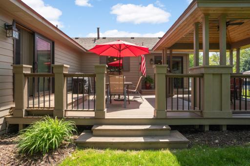 Access to deck from Primary & Dining & flows right into yard.