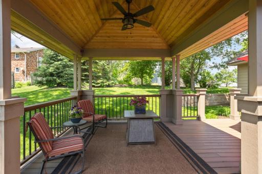 Show-stopping designer maintenance-free deck with pergola.
