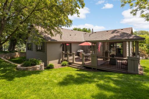 Deck thoughtfully connects to both ends of the home.