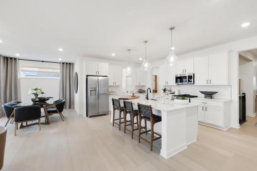 Connected seamlessly to the kitchen, the dining room provides a space for residents to enjoy meals at all times of day and night.