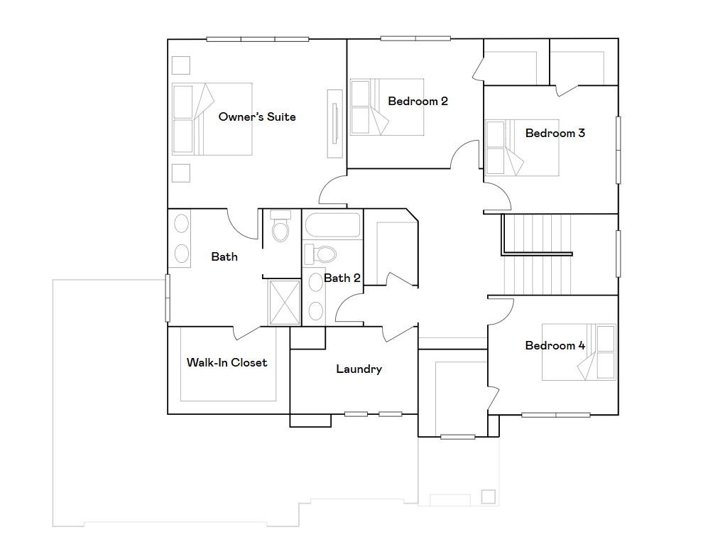 Upper level floorplan of the Sinclair.