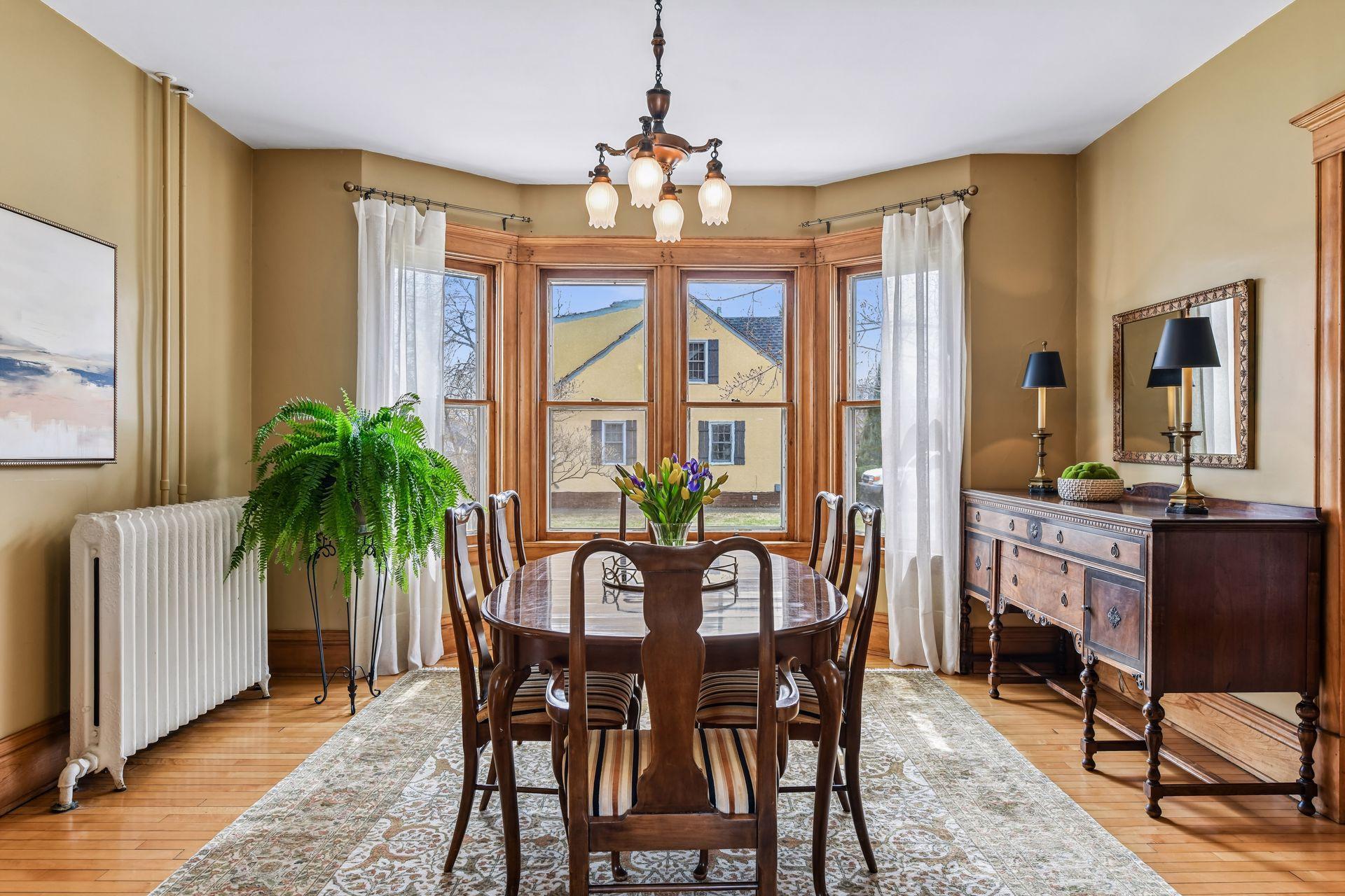 Countless gatherings have been enjoyed in this bright, welcoming formal dining room.