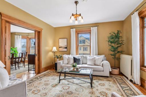 Enjoy the best of both worldsâan open floor plan with formal spaces that can be closed off by pocket doors.