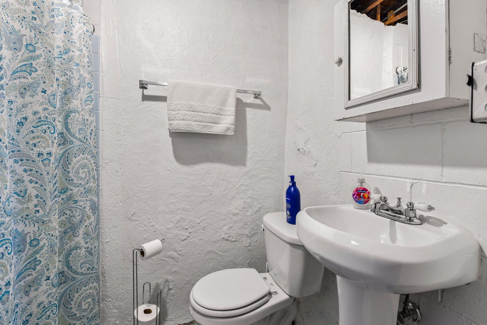 3/4 bath in the lower level located off the laundry room.