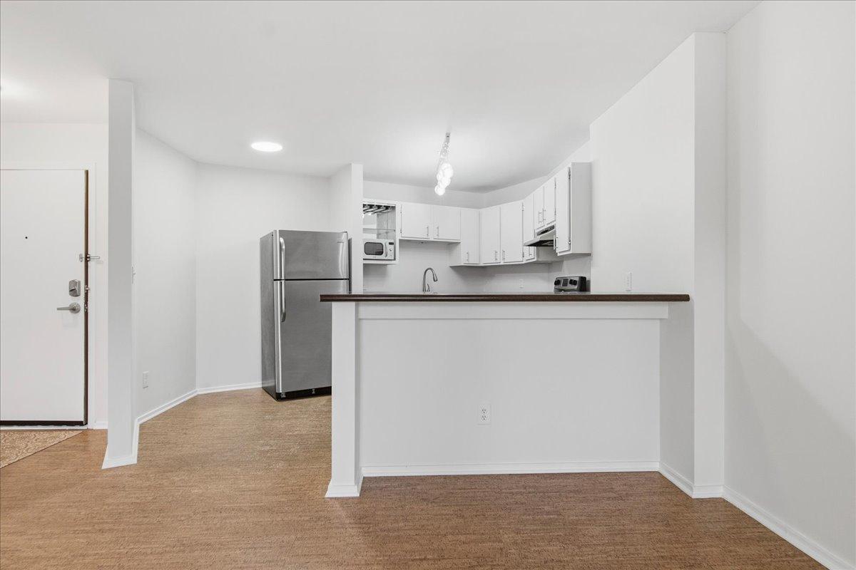 Informal dining with seating on both sides