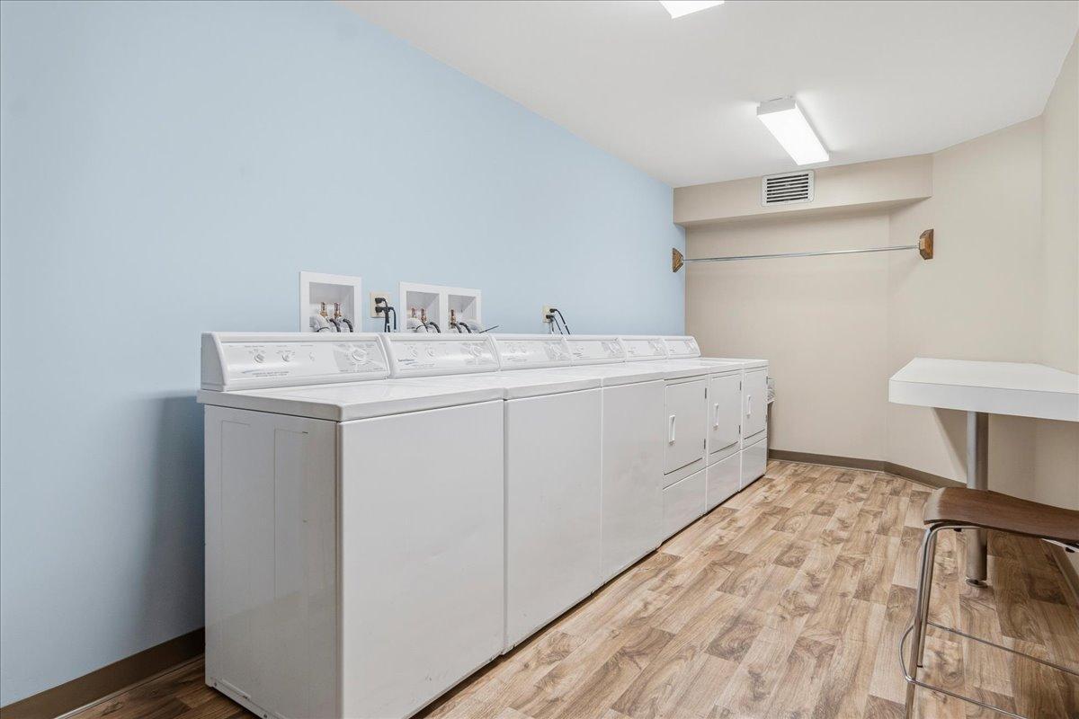 Free laundry on each floor. Large capacity washer and dryers