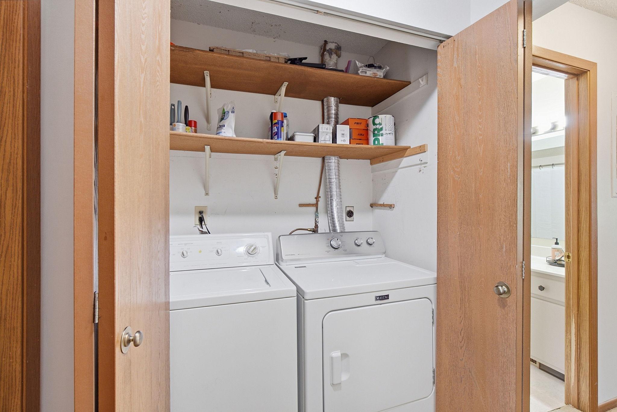 Washer and dryer in the unit.