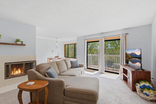 Another view of living room and sliding glass door to the deck.