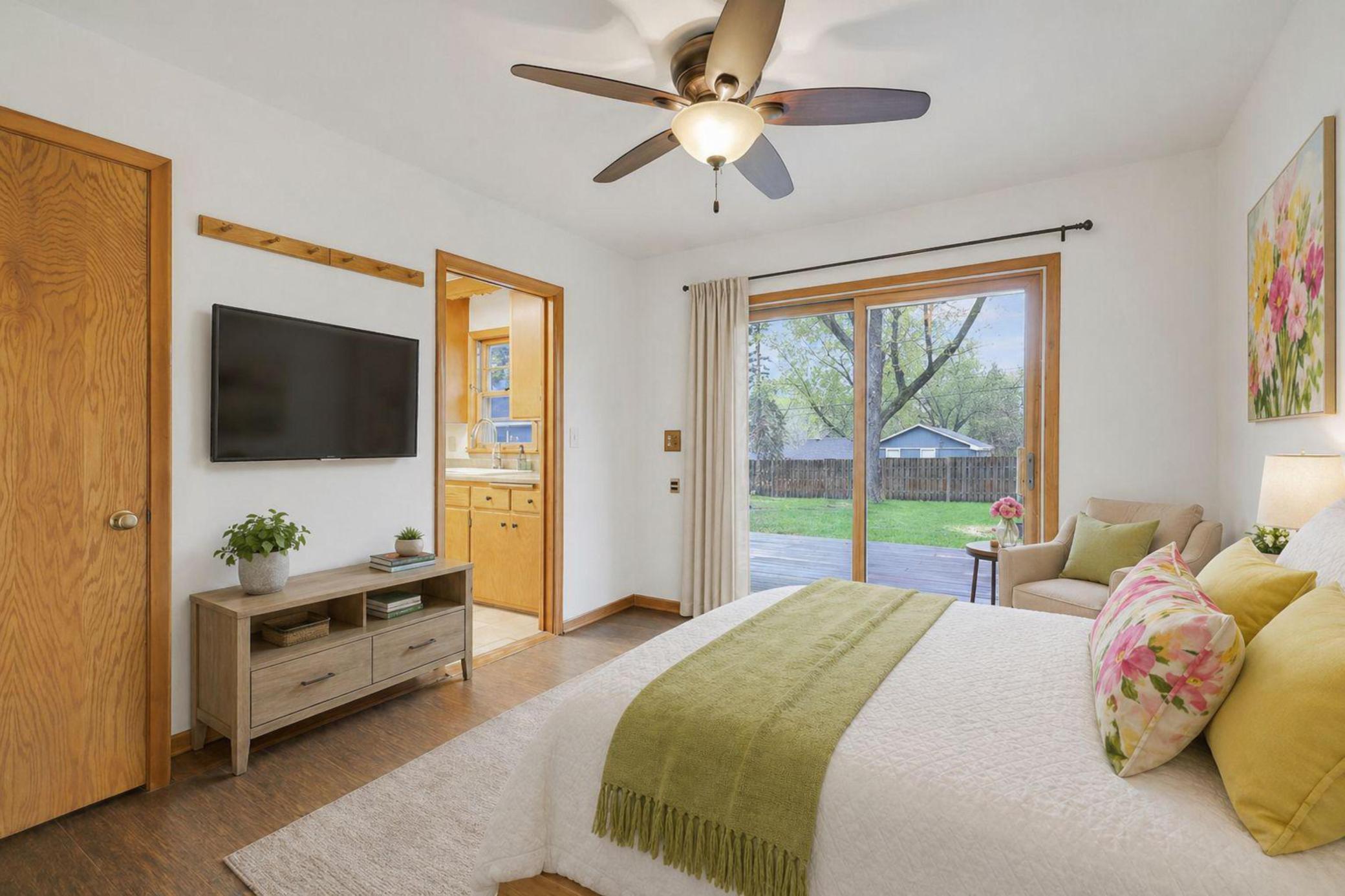 Third main level bedroom that could also be a great office with views of the backyard.