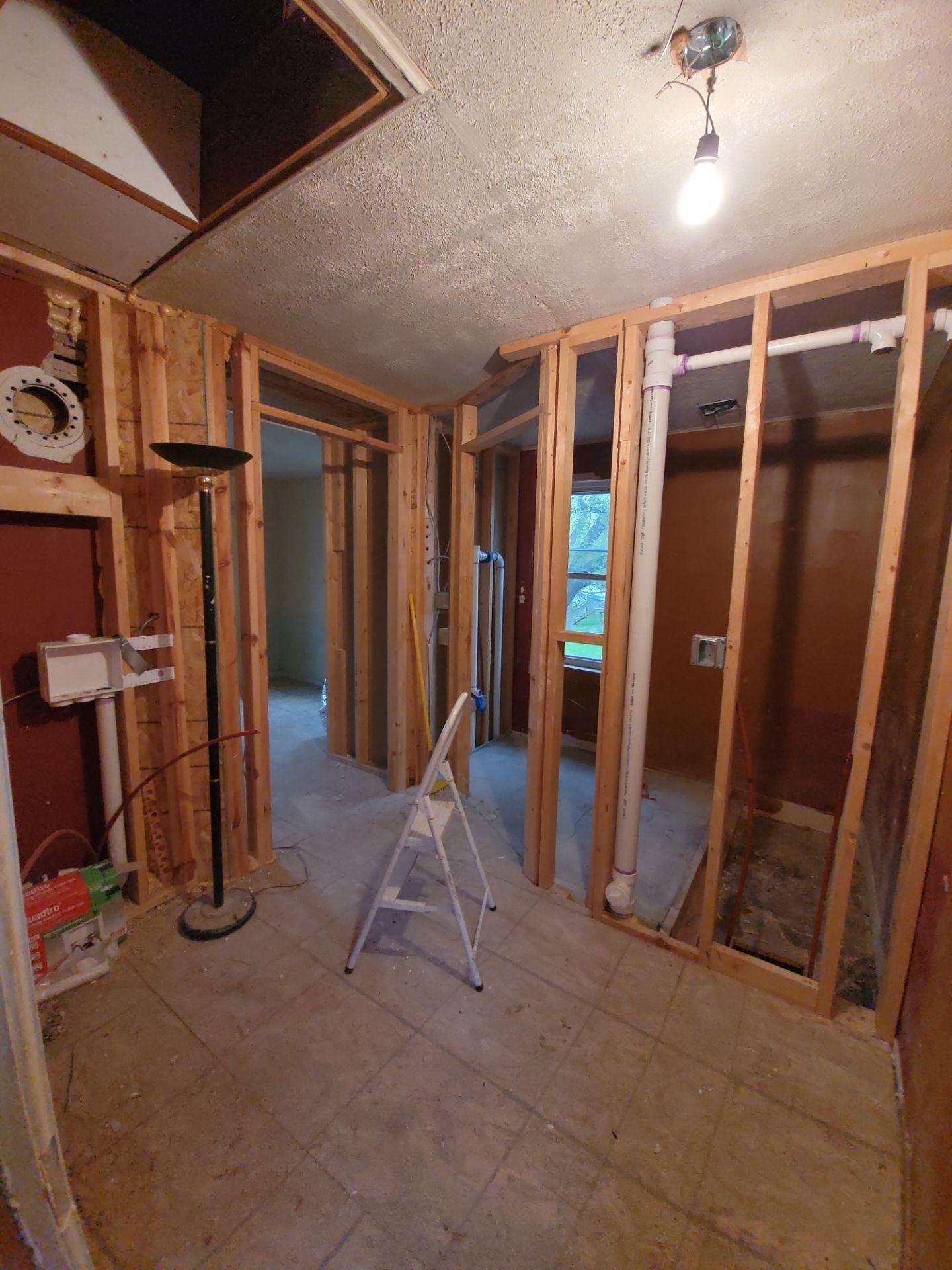 Ready to be finished upstairs bath and laundry area