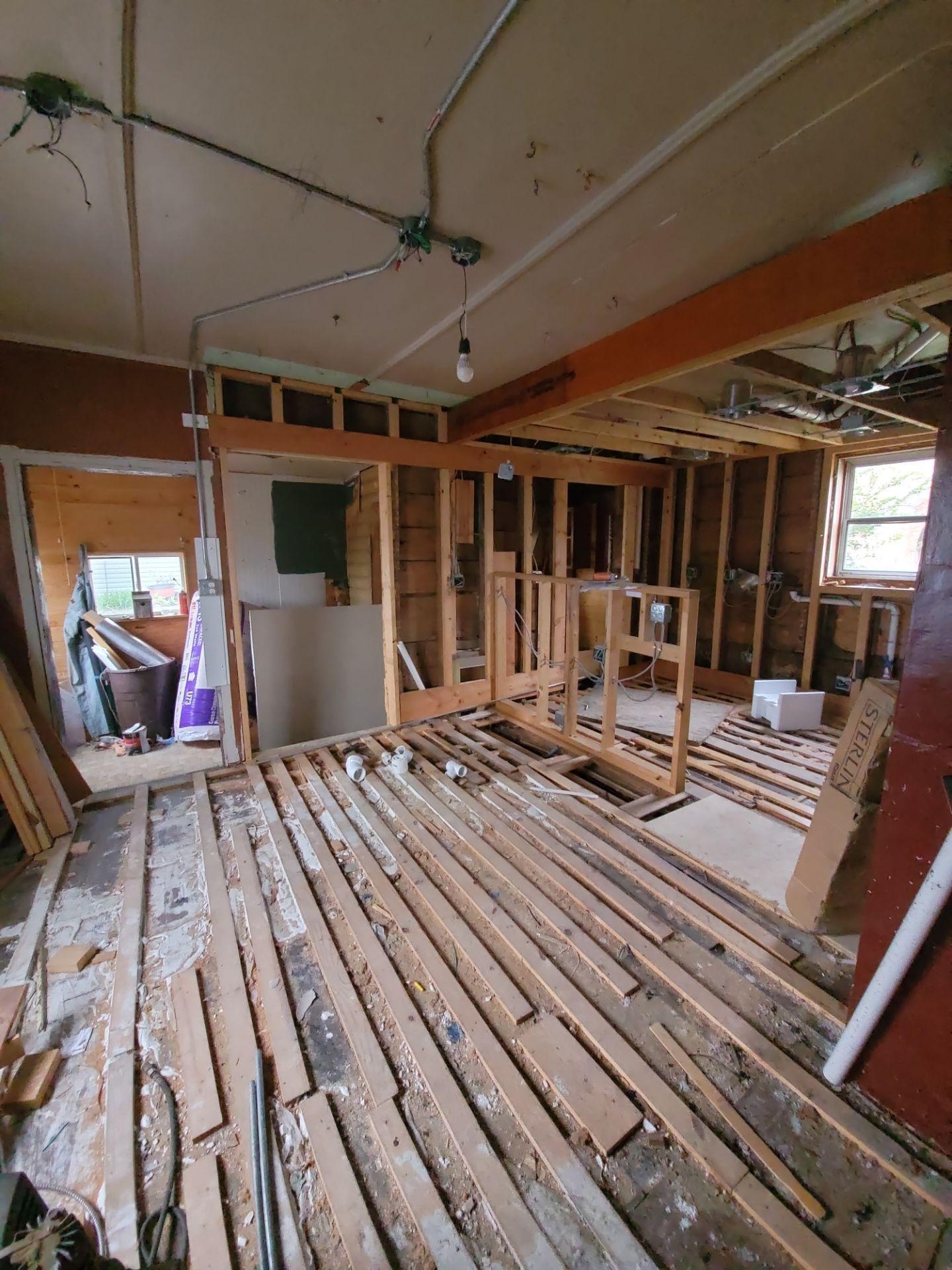 View from living room into the kitchen/dining area