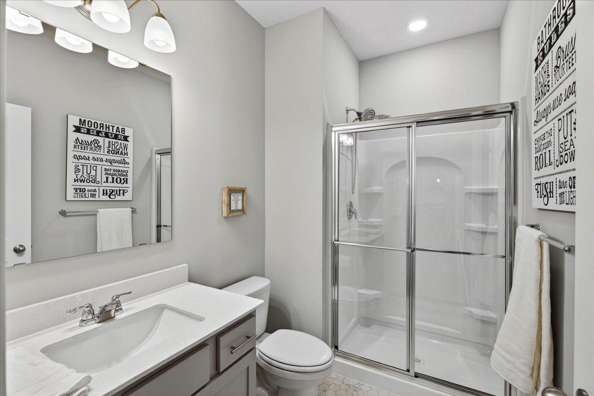 Main floor 3/4 bath for main floor bedroom or guests
