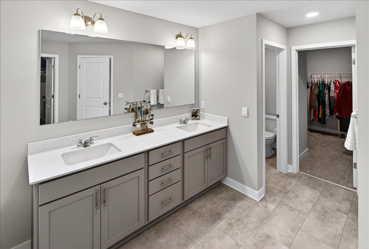 Double vanities and separate toilet room