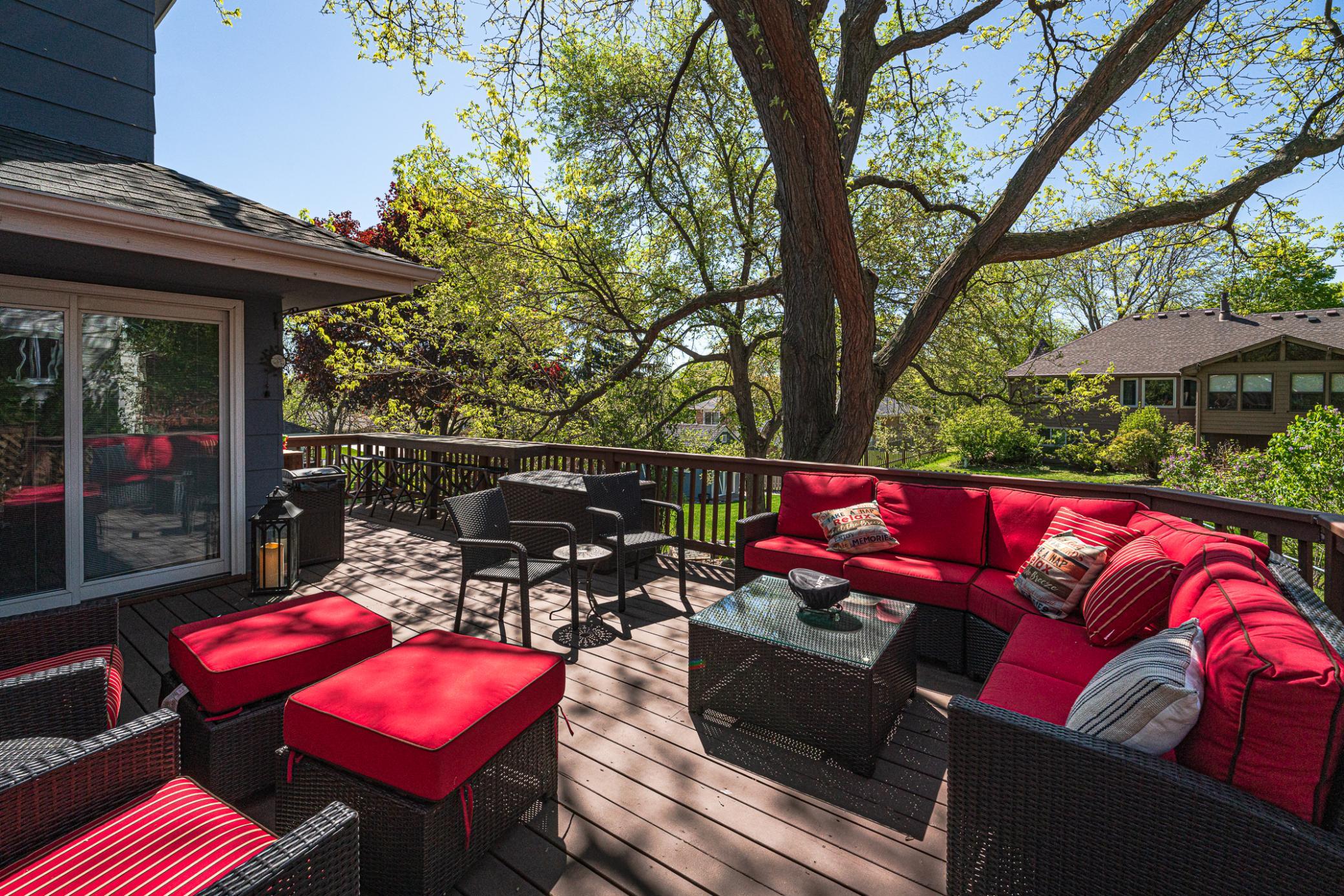 The deck provides intimate entertaining spaces.