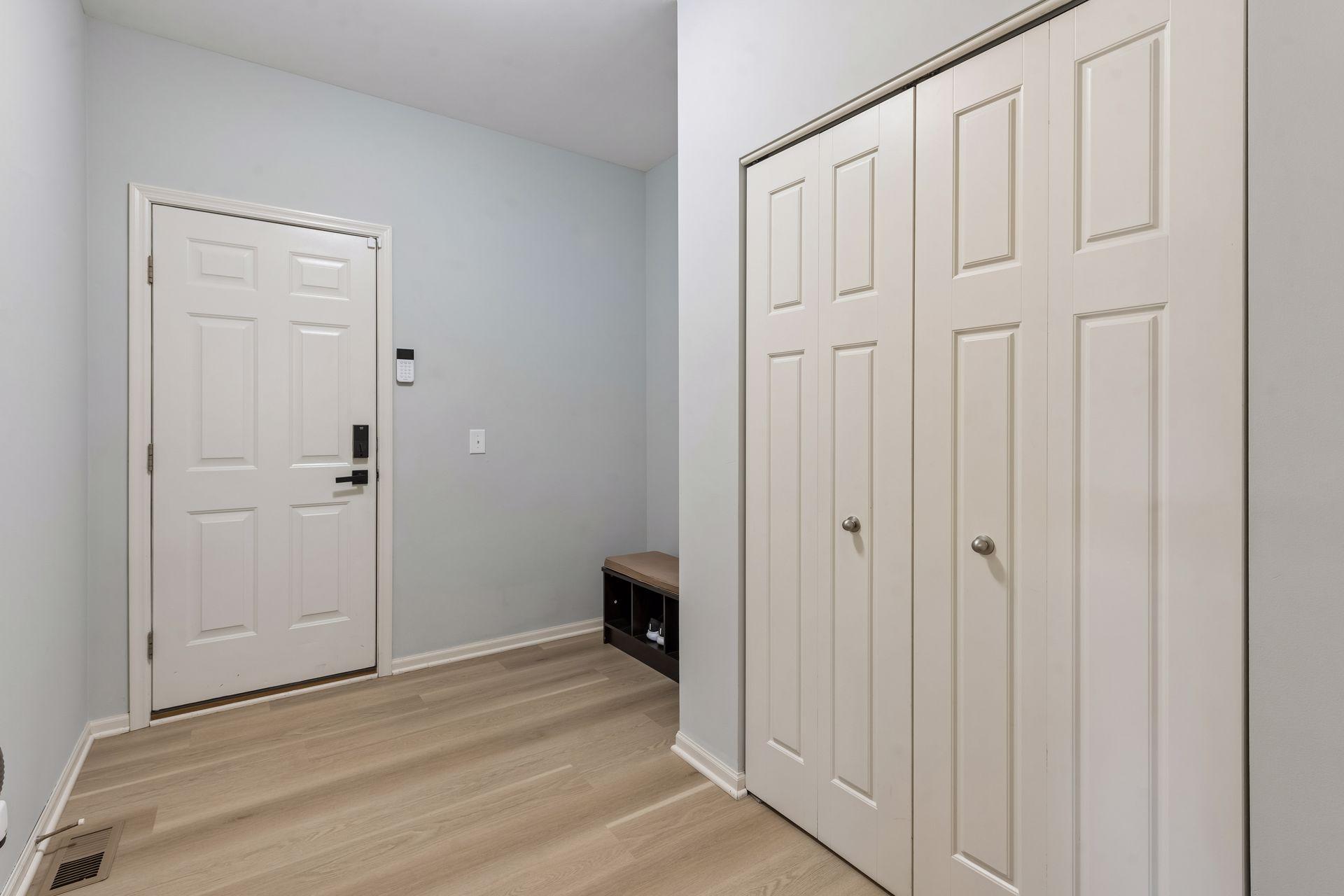 The main floor mudroom has a large reach-in closet.