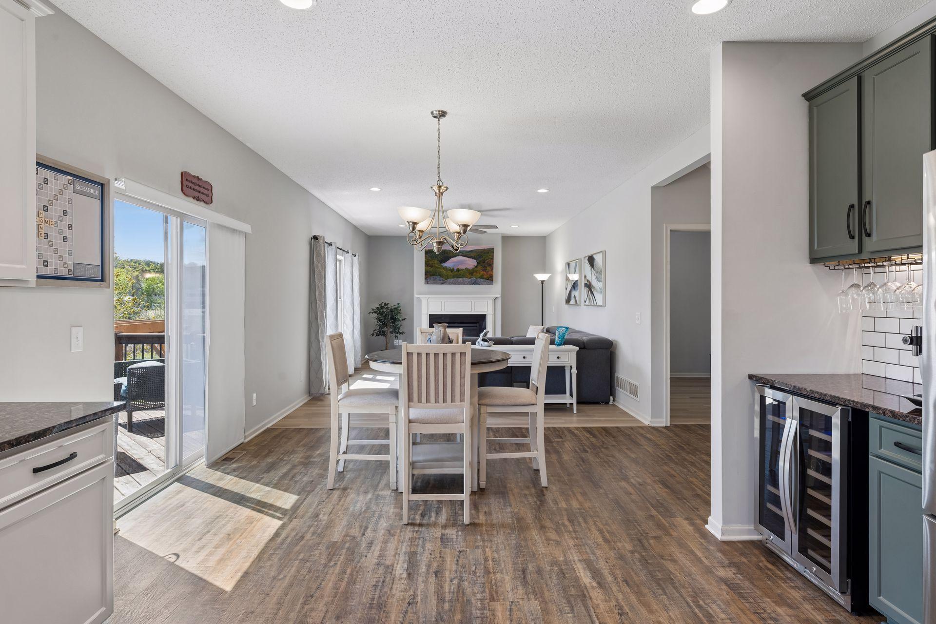 The informal dining area comfortably accommodates a group or table of any size.