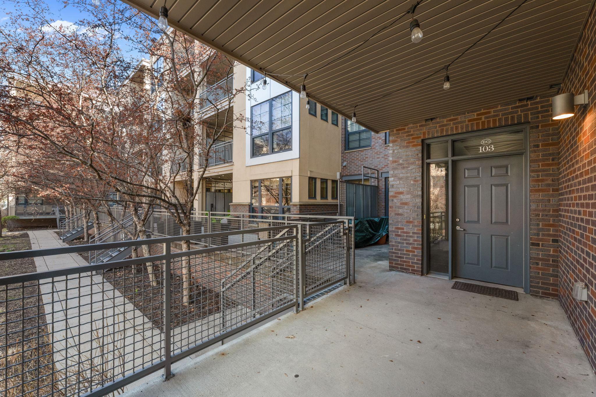 Large front and side private patio