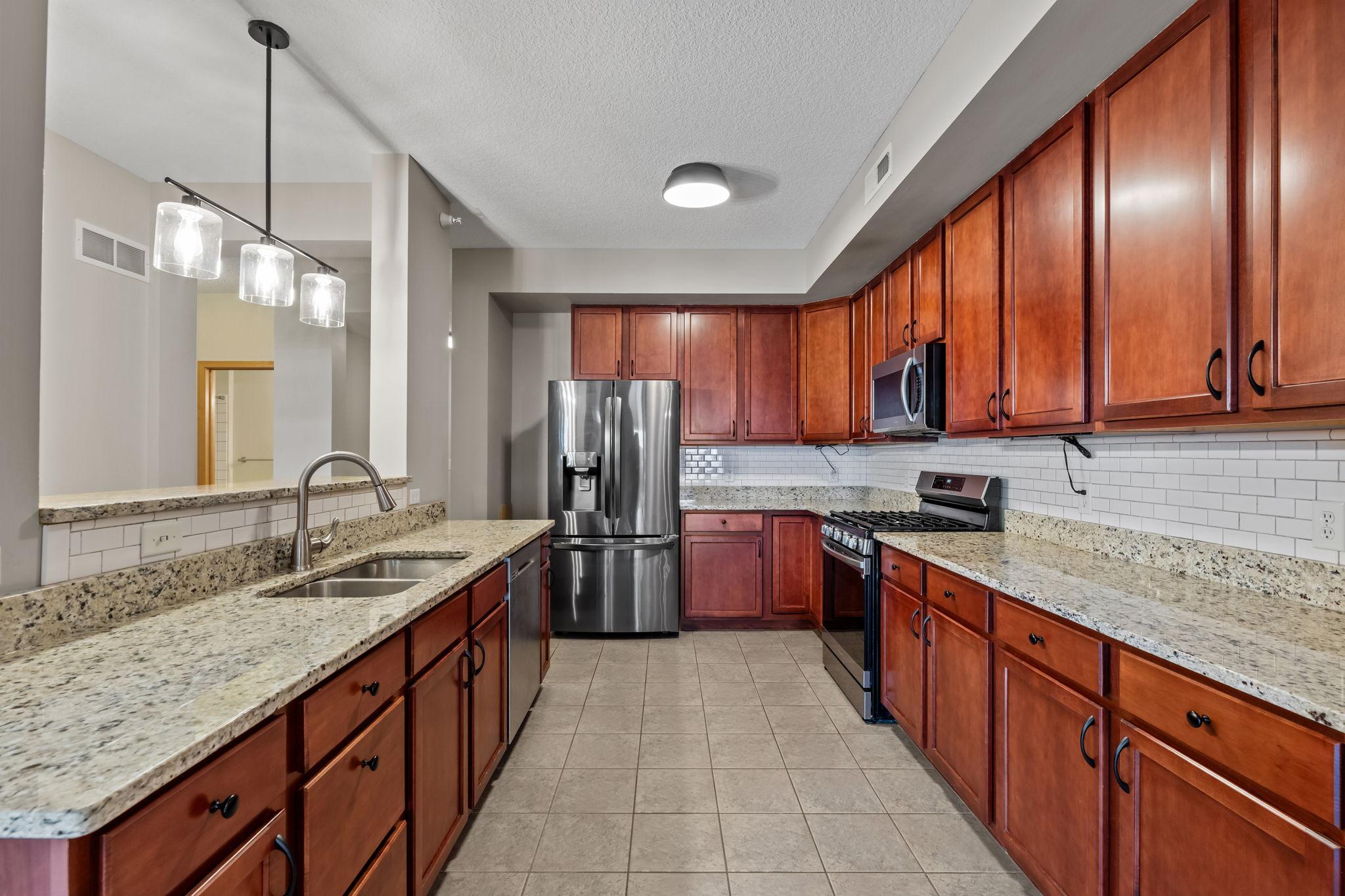 Stainless Steel appliances and granite countertops