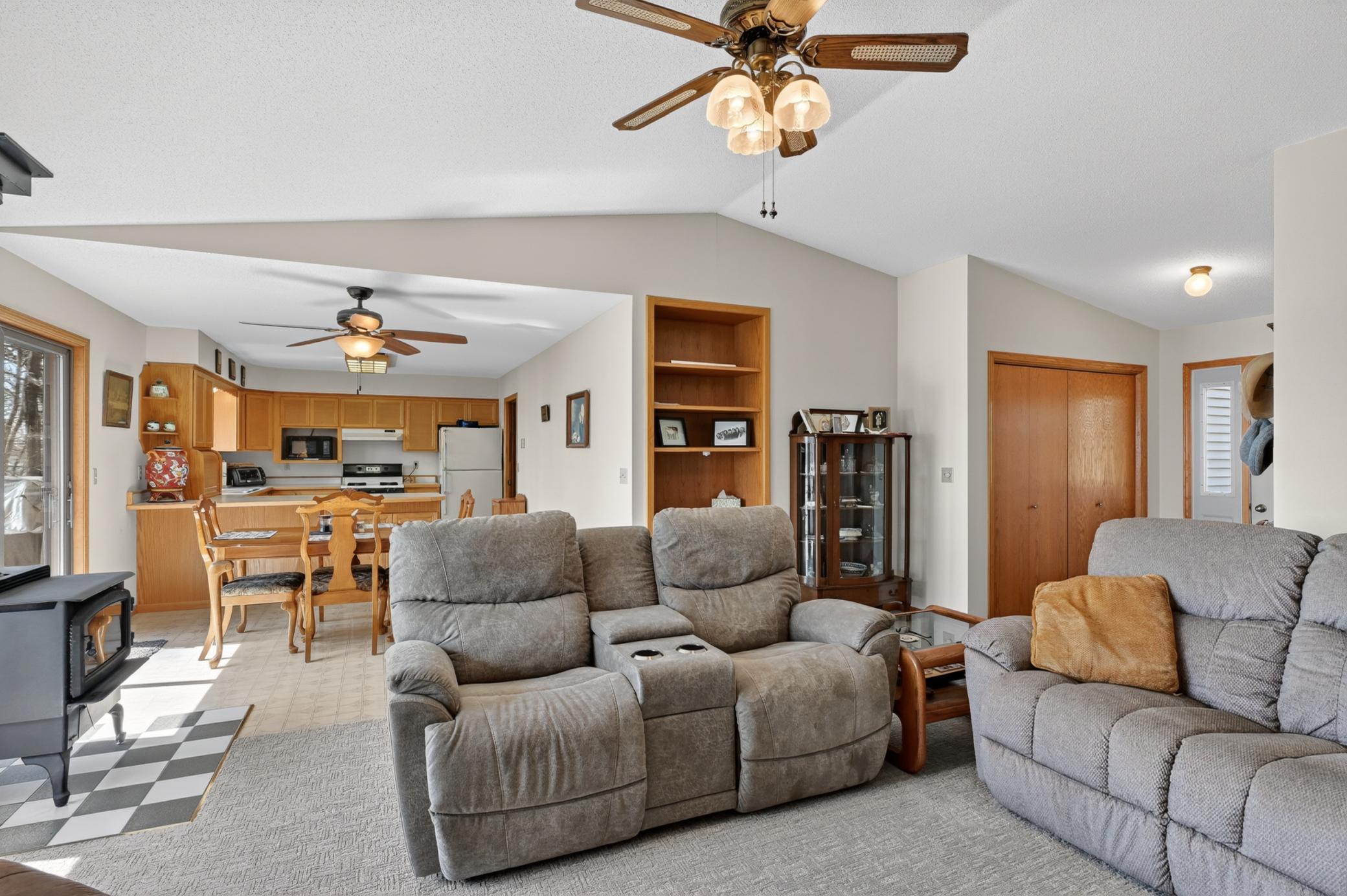 Open floor plan from kitchen to living room