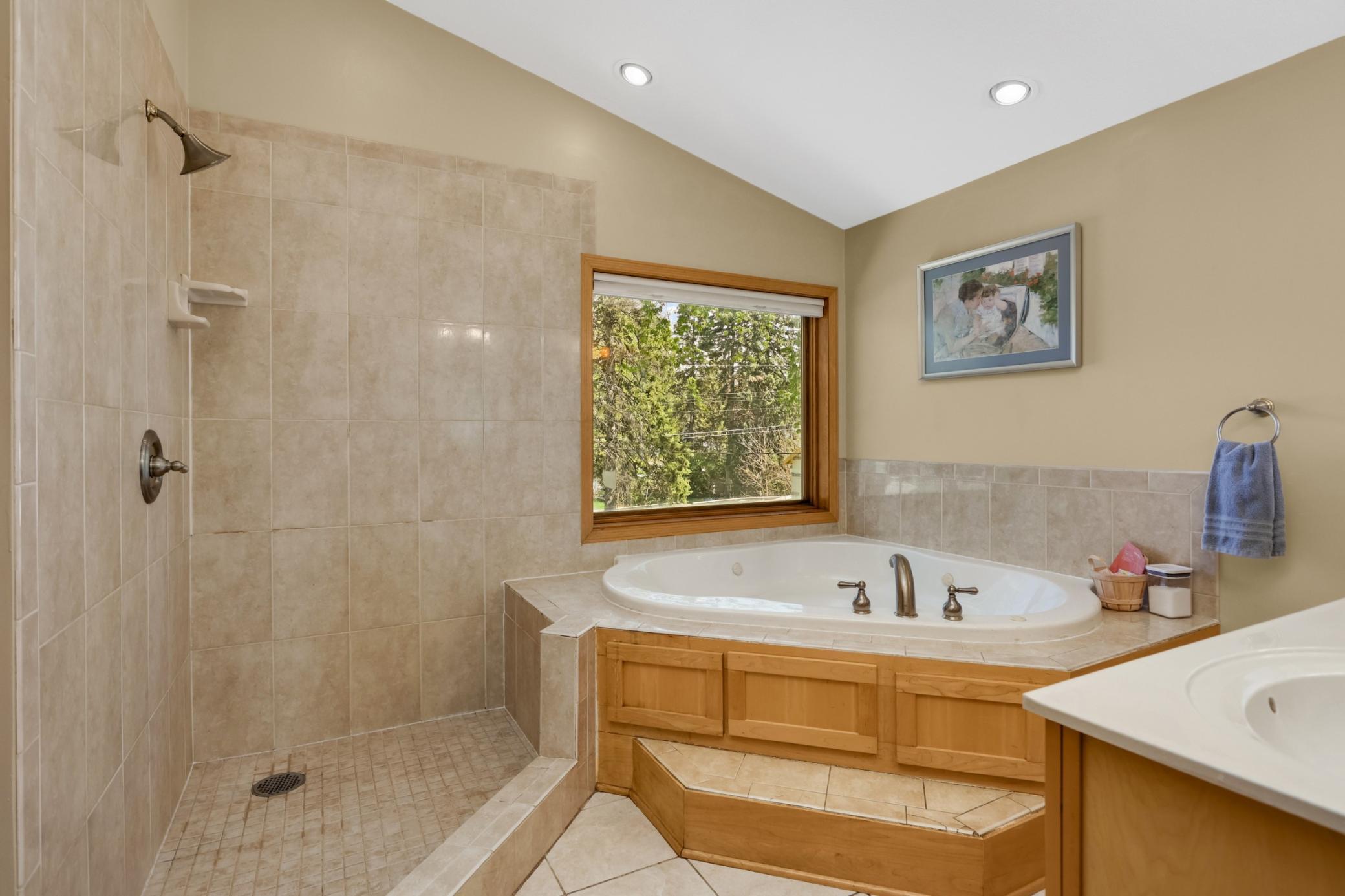 A step in shower is ready for you if you're rushed to get out the door!