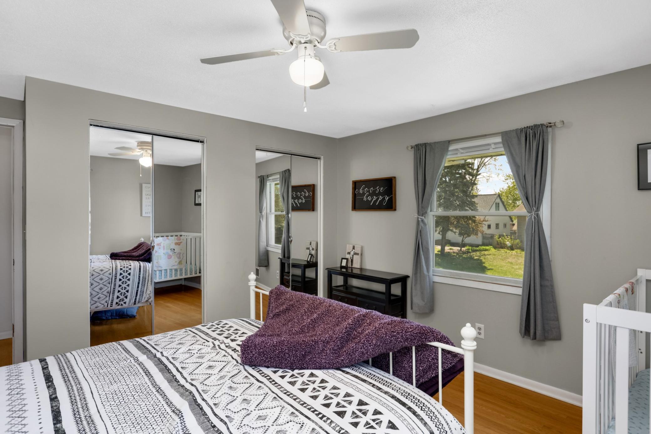 Double closets in this bedroom means you can store all your belongings with plenty of room to move about.
