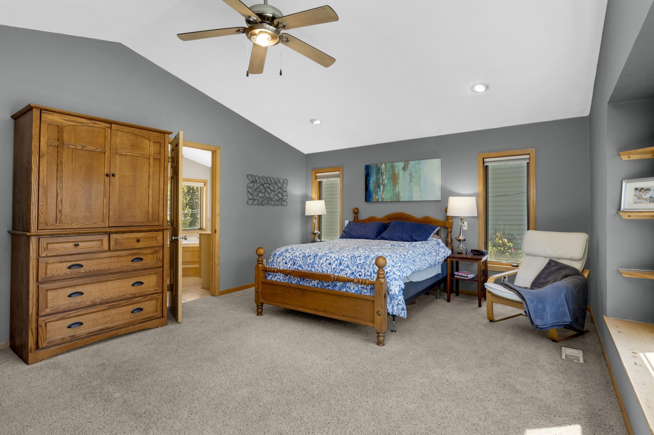 The ensuite bathroom gives you privacy when preparing for your day.