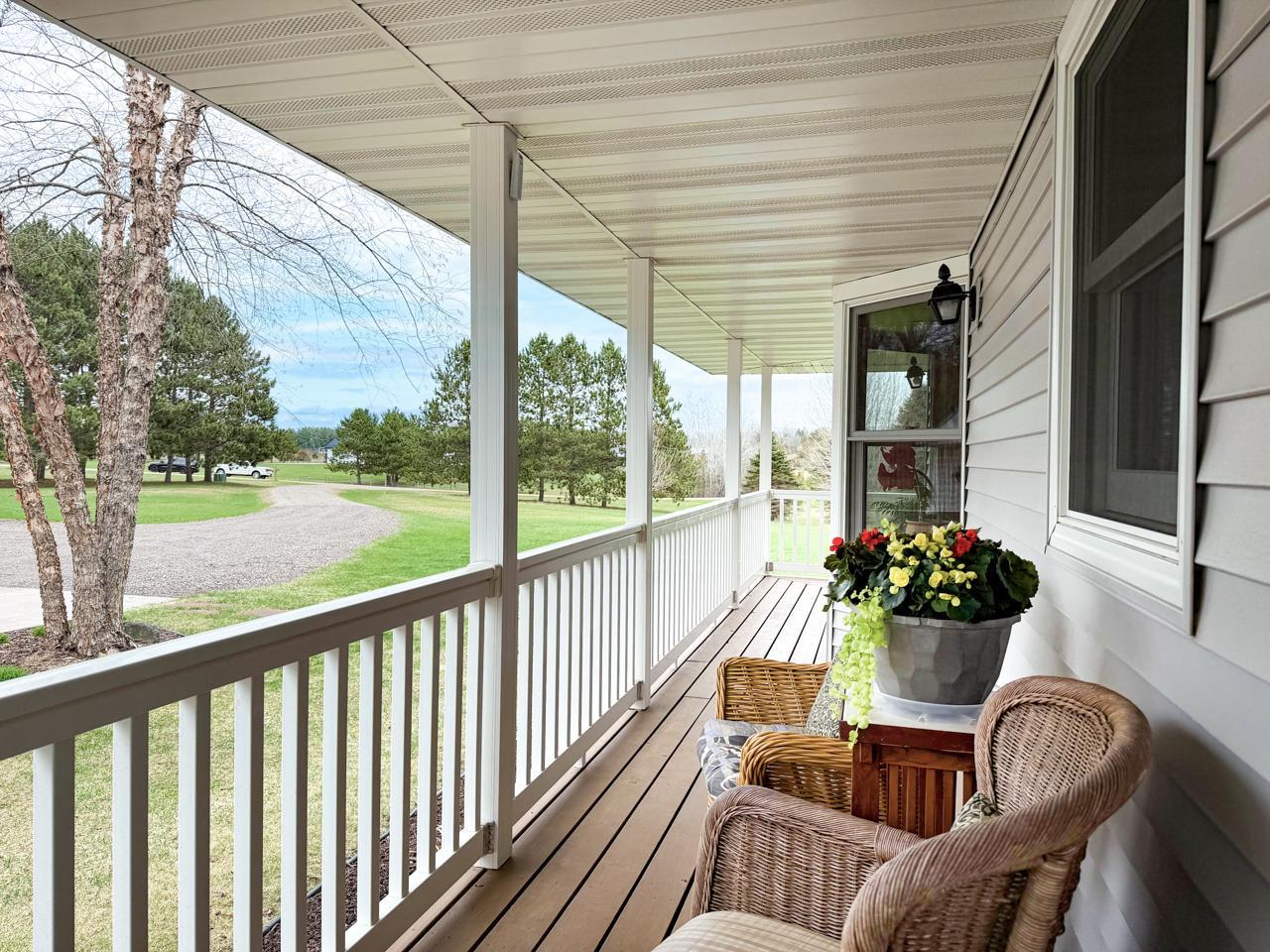 View from the side/garage facing covered porch