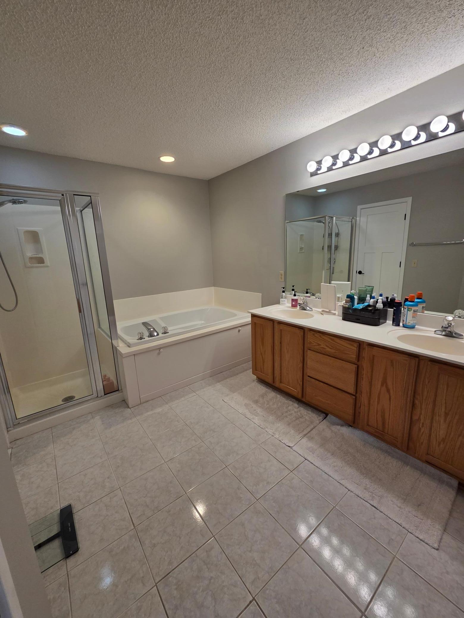 separate shower and tub.