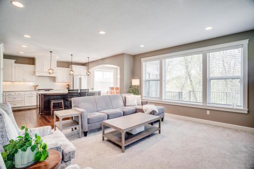 Designed for both everyday living and entertaining, the great room effortlessly connects to the both the kitchen and dining areas.